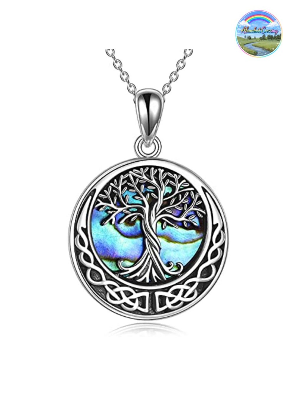 Tree of Life Necklace Pendant 925 Sterling Silver Abalone Shell Celtic Knot